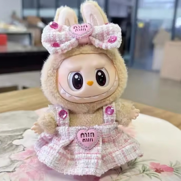 Brand New Labubu  Mini Plush Clothes Dress With Bow - Picture 1 of 5
